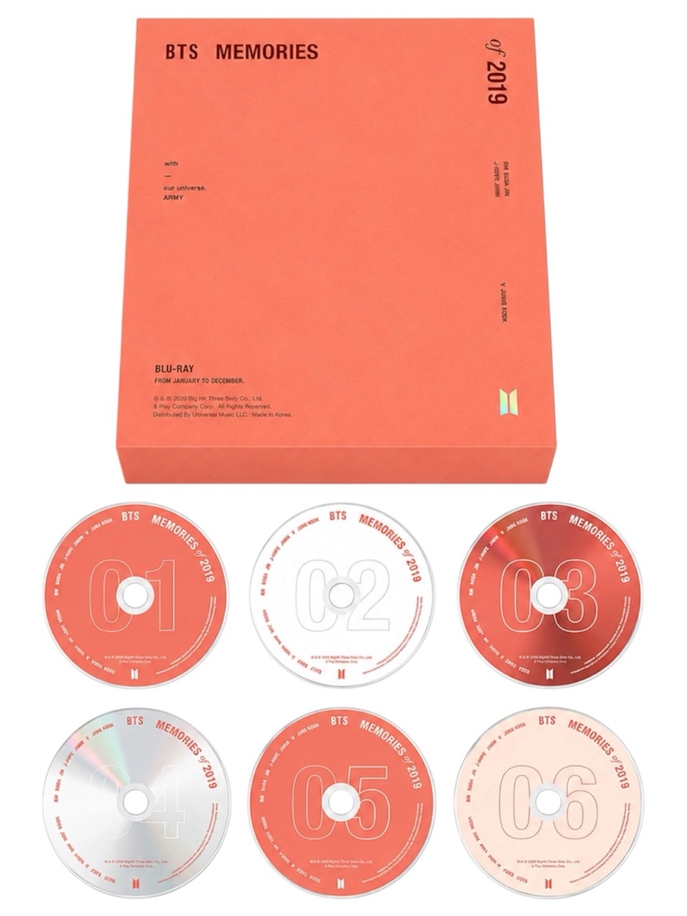 *BTS 2019 MEMORIES ONLY BLU-RAY 6 PC SET WITH BOX - BRAND NEW (NO PHOTOCARD)